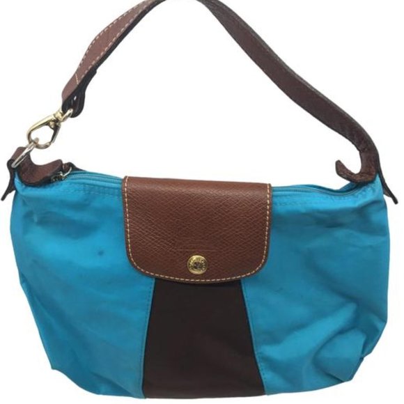 Longchamp Handbags - LONGCHAMP Blue Brown Fabric Chic Shoulder Bag